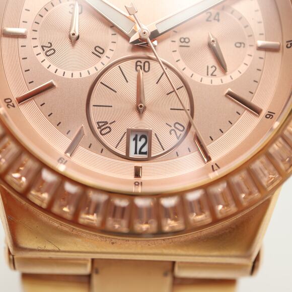 Michael Kors Dylan Rose Gold Tone Chronograph Watch Gem Bezel MK5412 New Battery - Picture 7 of 12